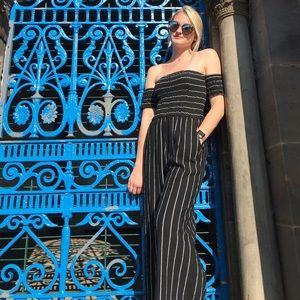 Altar’d State Black & White Strip Jumpsuit